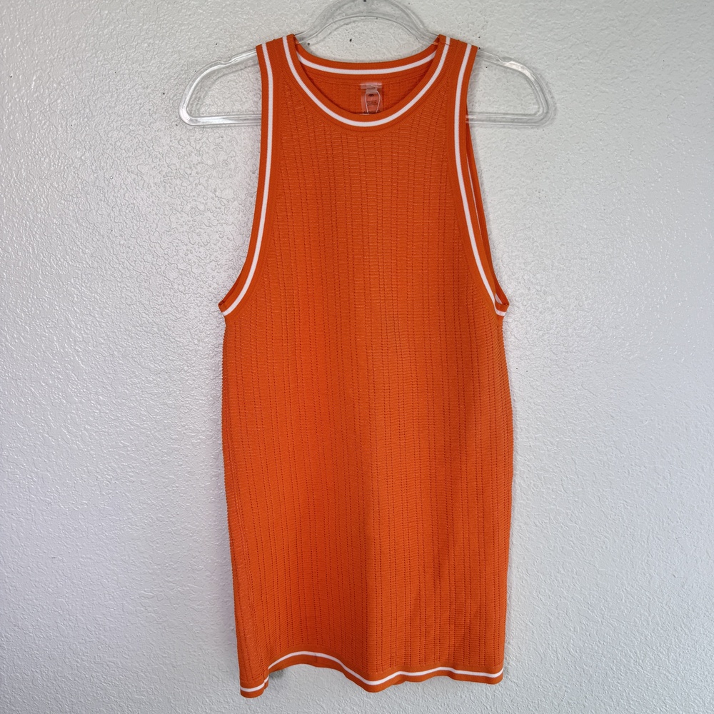PilyQ Dress Womens XS Small Orange Knit Sleeveless Mini Beach Resort Cover Up